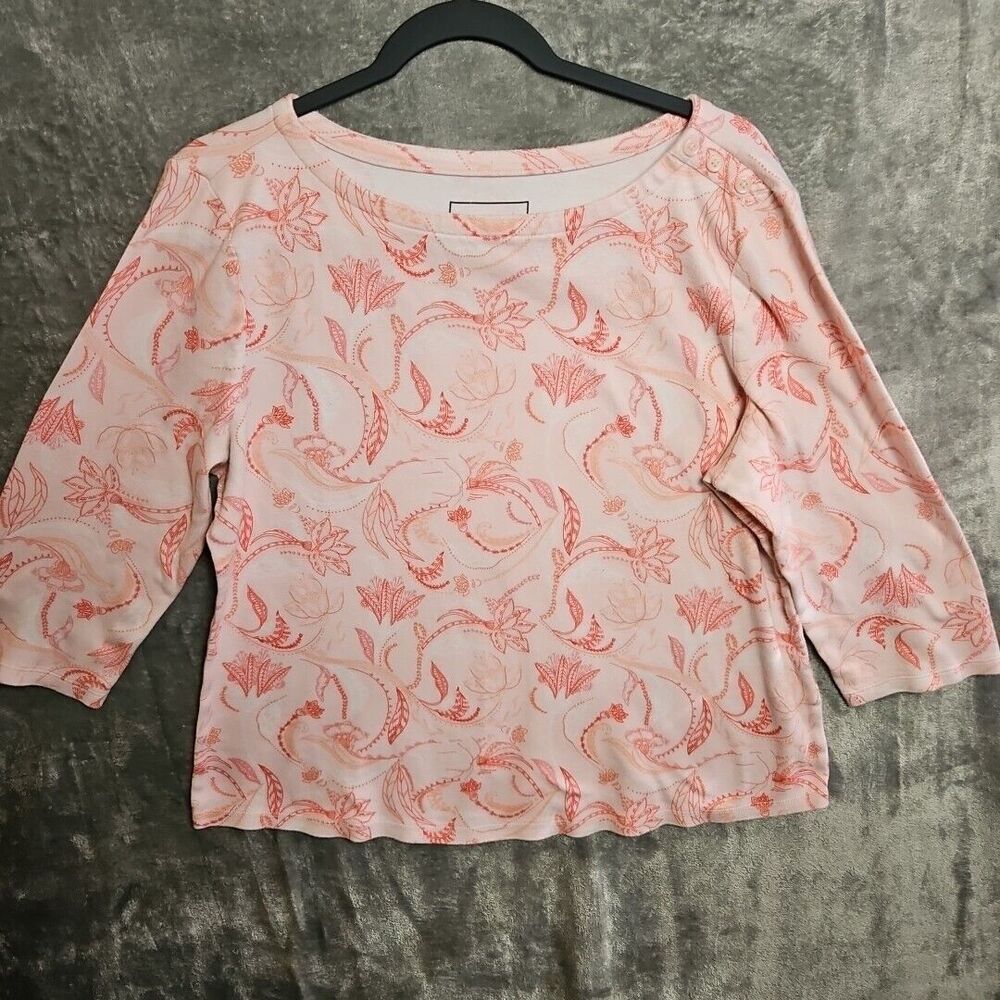 Charter Club womens tops Lg 100% Pima Cotton pink white